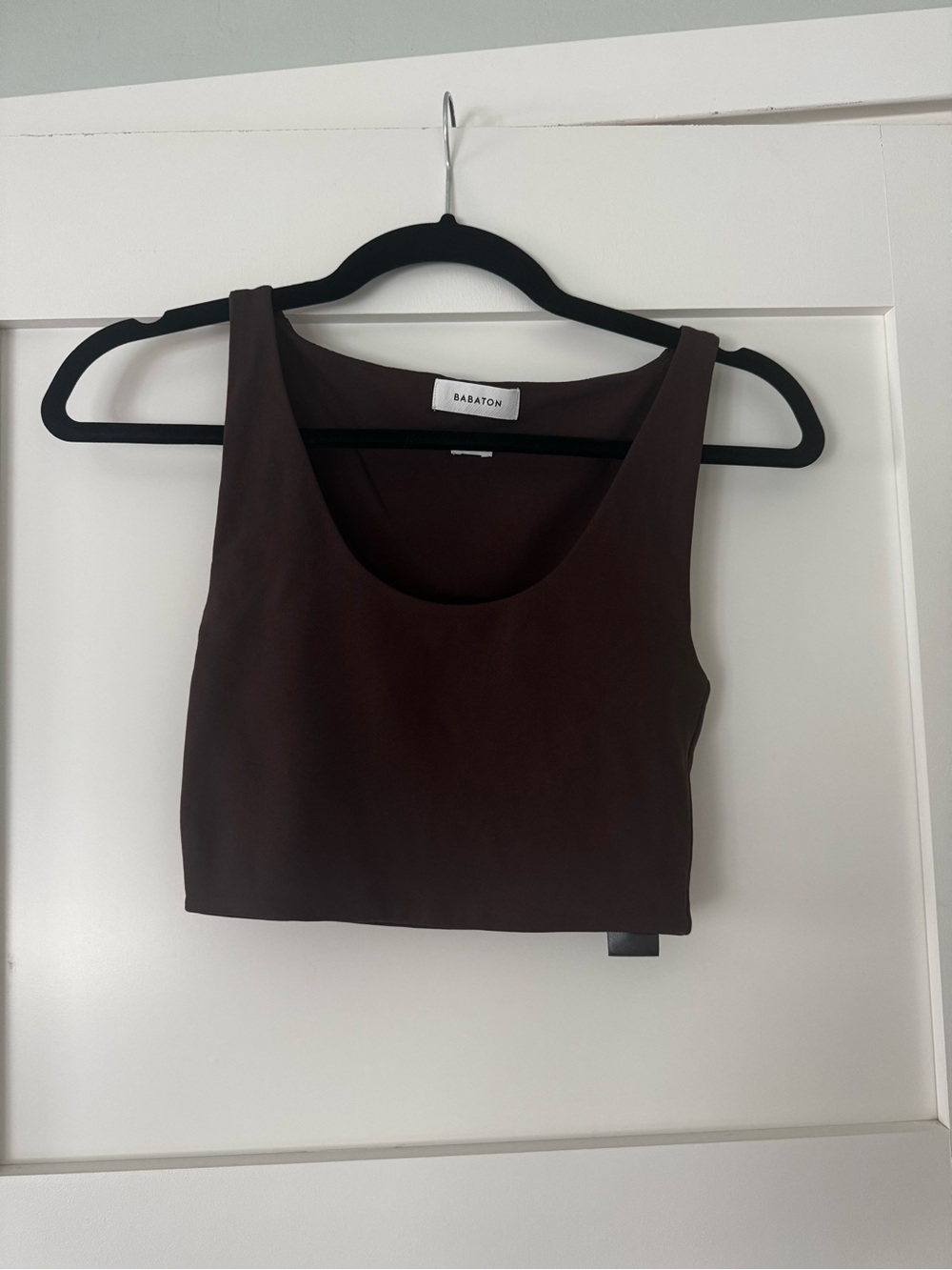Aritzia Babaton Brown Scoop-Neck Contour Crop Tank Top